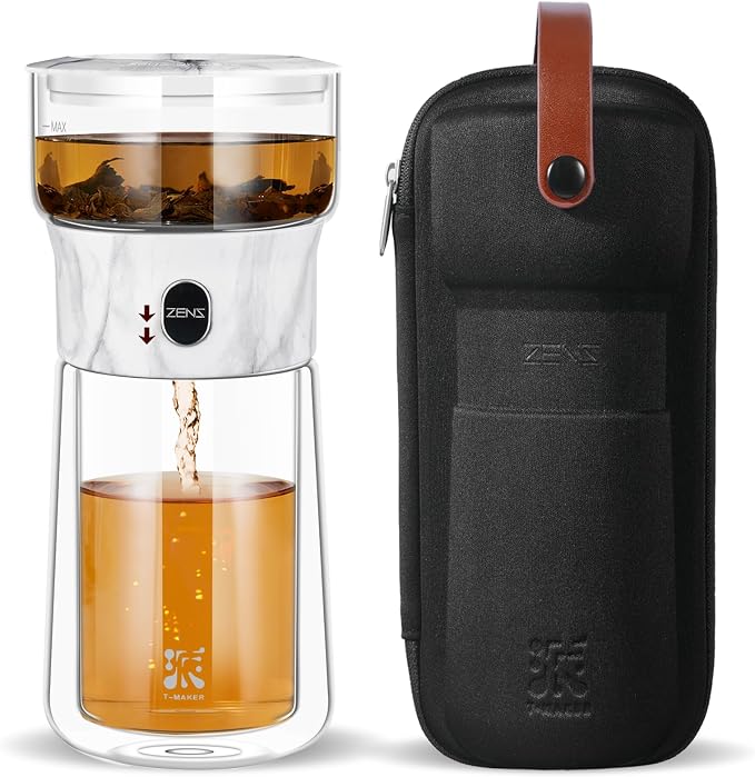 ZENS Modern One Touch Tea Maker, Glass Teapot by ZENSLIFESTYLE