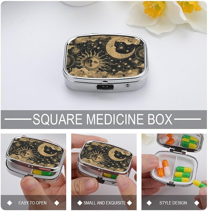 Metal 2 Compartment Pill Organizer Travel Friendly Portable Compact Pill Box - Image 4