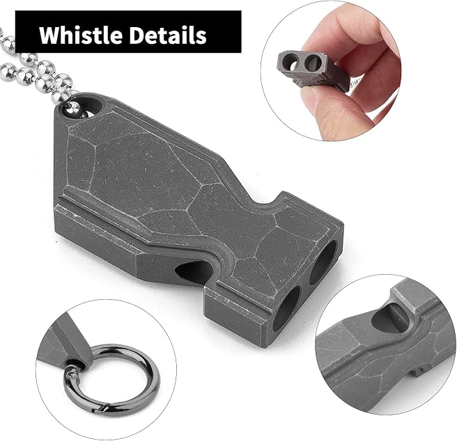 TISUR Titanium Emergency Whistle, EDC Safety Whistles Necklace Loud up to 120db - Image 3