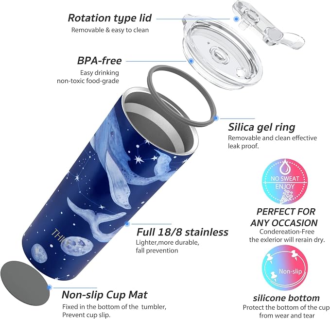 THILY Stainless Steel Vacuum Insulated Tumbler 26 oz Triple-Insulated Travel Mug - Image 4