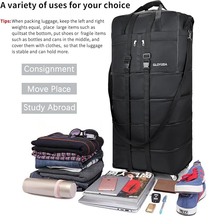 Expandable Foldable Luggage, Rolling Duffle Bag - Image 5
