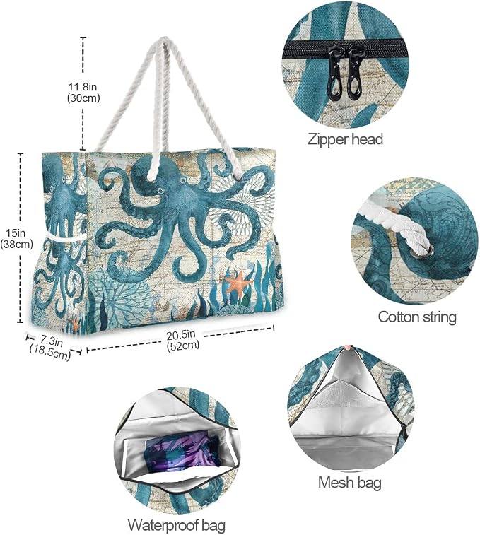 senya Large Beach Bags Totes Canvas Tote Shoulder Bag Soft Wave Water Resistant - Image 4