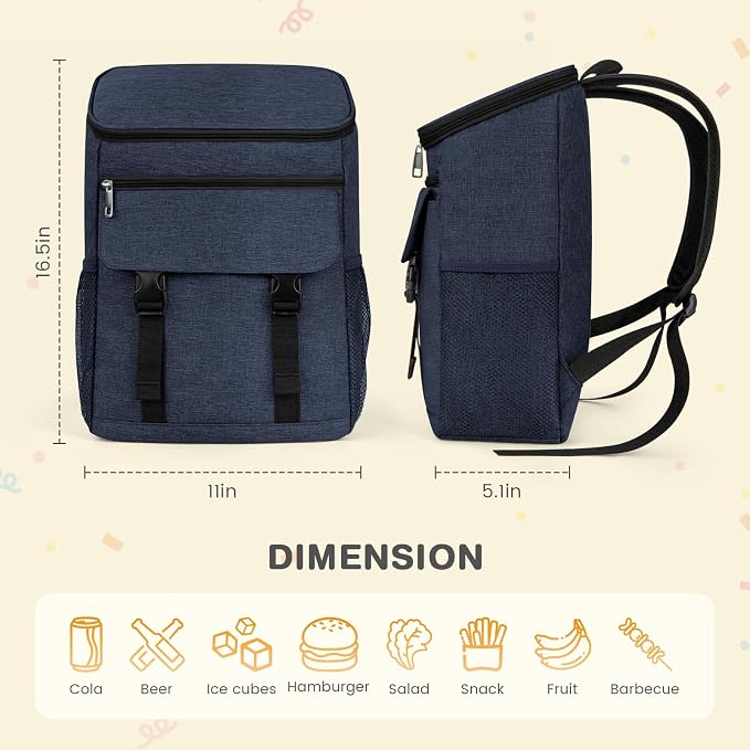 Cooler Backpack Soft Insulated Leak Proof 30 Cans Insulated Backpack Cooler - Image 5