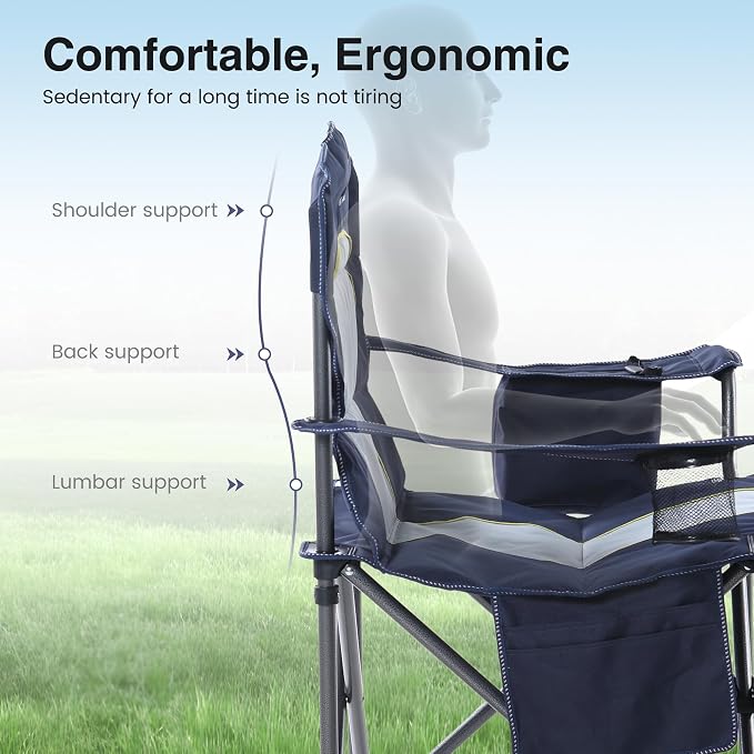 HIGH POINT SPORTS Oversized Camping Folding Chair, Heavy Duty Portable Outdoor - Image 8