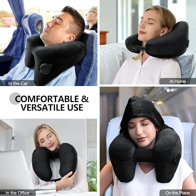 Neck Pillow for Travel Inflatable Airplane Pillow Comfortably Supports Head - Image 3