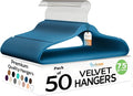 Premium Velvet Hangers 50 Pack Ultra Thin Non Slip Adult Felt Space Saving Slim by TECHZOO
