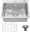 Drop In Kitchen Sink 20x16", 18 Gauge Stainless Steel Sink, 3D Embossed Surface by Beleeb