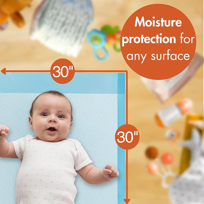 Caring Disposable Underpads, Baby Changing Liner Pads, Light Absorbency - Image 2