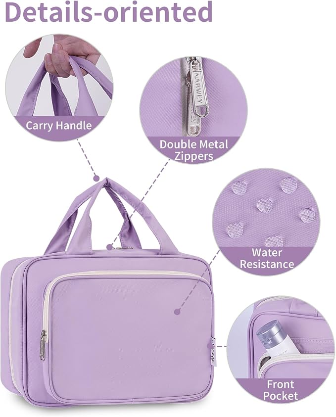 Narwey Hanging Toiletry Bag for Women Travel Makeup Bag Organizer Toiletries - Image 7