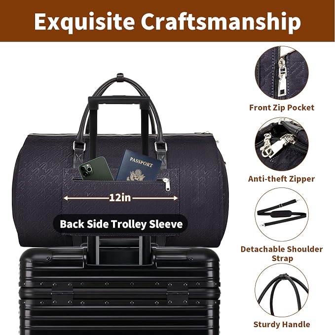 Garment Bag for Travel Convertible Carry On Garment Bag Large Travel Duffel - Image 3