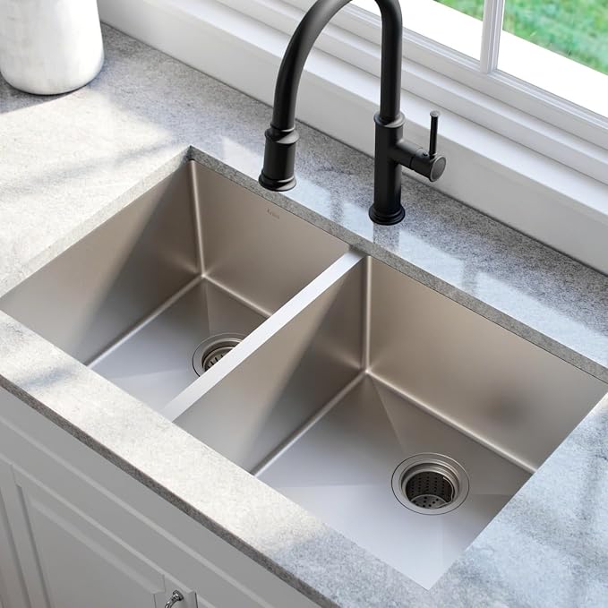 KRAUS Standart Pro 33 -inch Undermount 60/40 Double Bowl 16 Gauge Stainless - Image 2