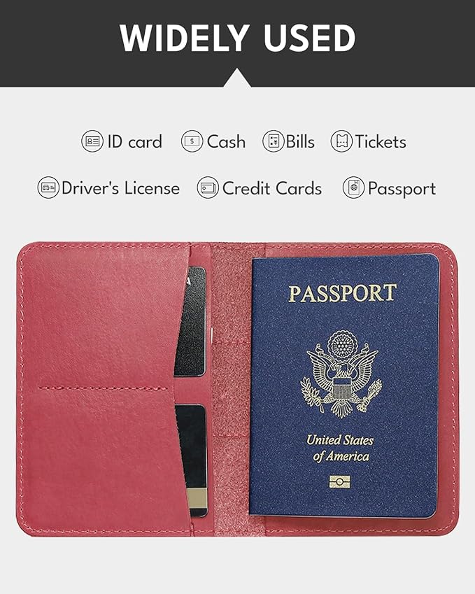 ALLIVE Passport Holder for Travel Women Men, Genuine Leather Passport Cover - Image 3