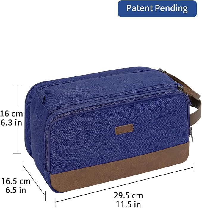 WANDF Toiletry Bag for Men Travel Toiletry Organizer Canvas and Leather Dopp - Image 8