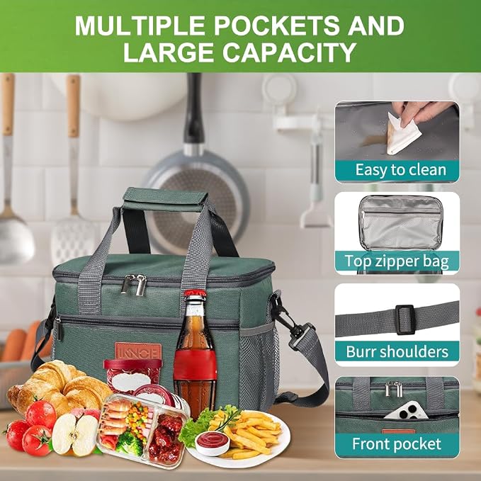iknoe Large Foldable Cooler Bag, 8.5L Insulated Lunch Bag, Leakproof Lunch - Image 5