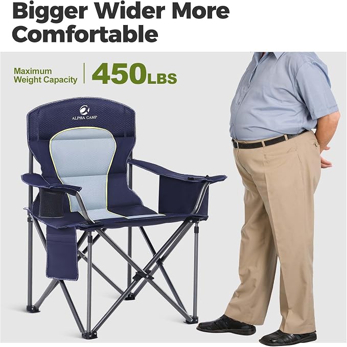 ALPHA CAMP Oversized Camping Chair Heavy Duty Lawn Chair - Image 8