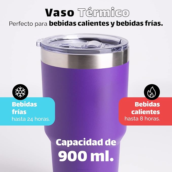 NORDAY | Tumbler with Lid - 30oz - Violet Insulated Tumbler - Stainless Steel - Image 3