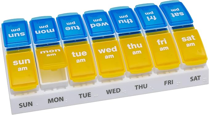EZY DOSE Weekly AM/PM Pill Organizer, 7-Day Vitamin and Medication Box by EZYDOSE