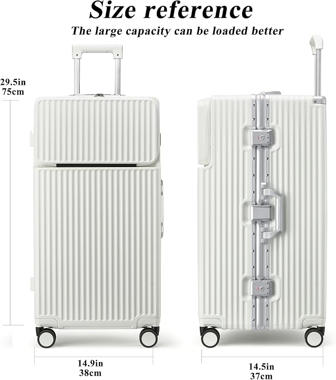 feilario 30in Super Large Captain Aluminum Frame Hardside Spinner Wheels Luggage - Image 2