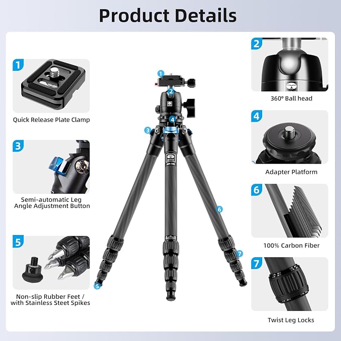 SIRUI Carbon Fiber Travel Tripod - Image 8
