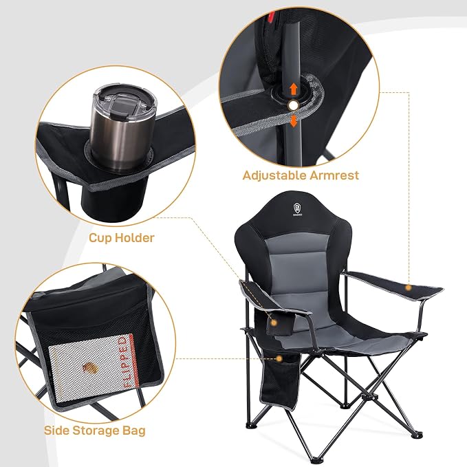 EVER ADVANCED Camping Chairs, Lawn Chairs Outdoor Sports Chairs, Folding Chair - Image 5