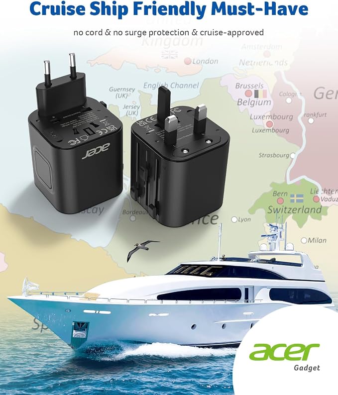 Acer US to Europe Plug Adapter, Universal Travel Adapter, International Power - Image 6