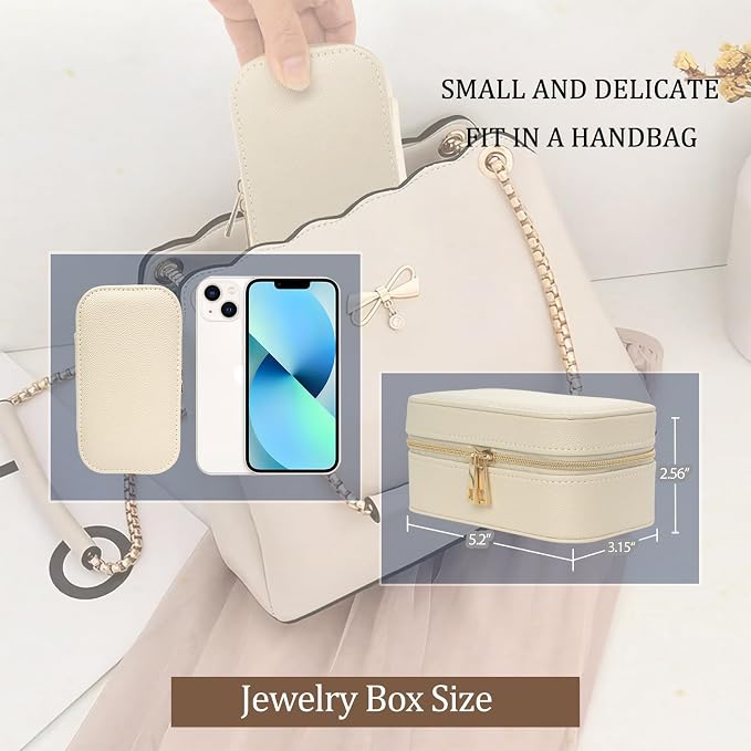 Small Travel Jewelry Case With PU Leather, Sturdy And Smooth Gold Metal Zipper - Image 3