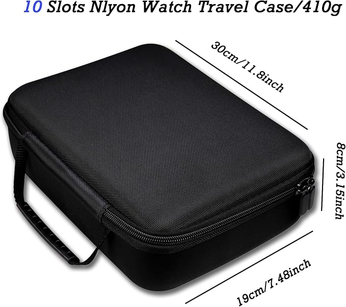 Juntan 10 Slots Hard Watch Travel Case, Portable Nylon Zipper Storage Organizer - Image 3