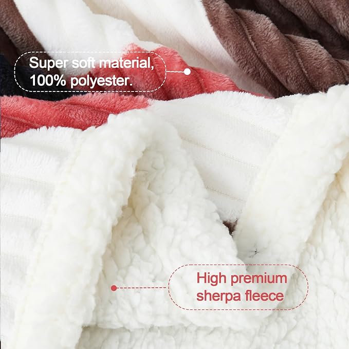 PU MEI Sherpa Blanket Twin Plaid Thick Bed Blanket, 80”*90”Super Soft Flannel - Image 6