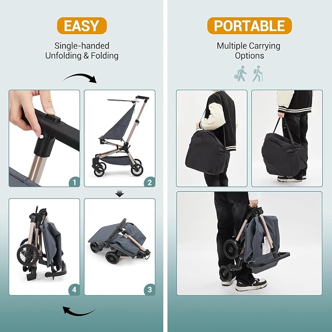 Jojoka Lightweight Stroller for Airplane, Compact Strollers for Travel - Image 7