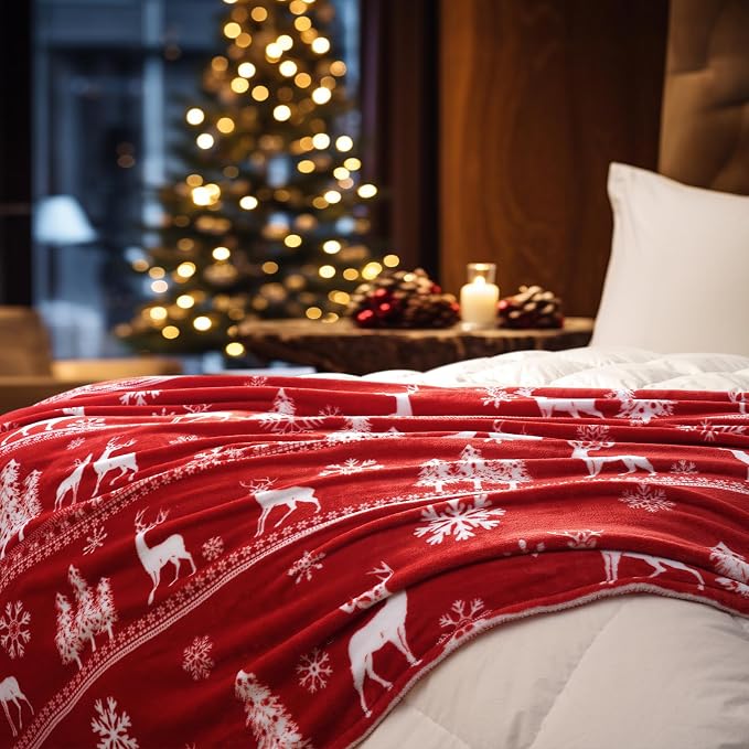 PHF Printed Fleece Throw Blanket, No Shed No Pilling Ultra Soft Plush Cozy Xmas - Image 3