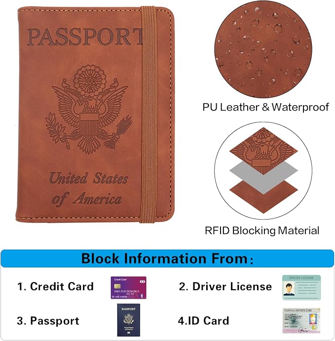 Melsbrinna Premium Leather Passport Holder Covers Case, Waterproof Rfid - Image 5