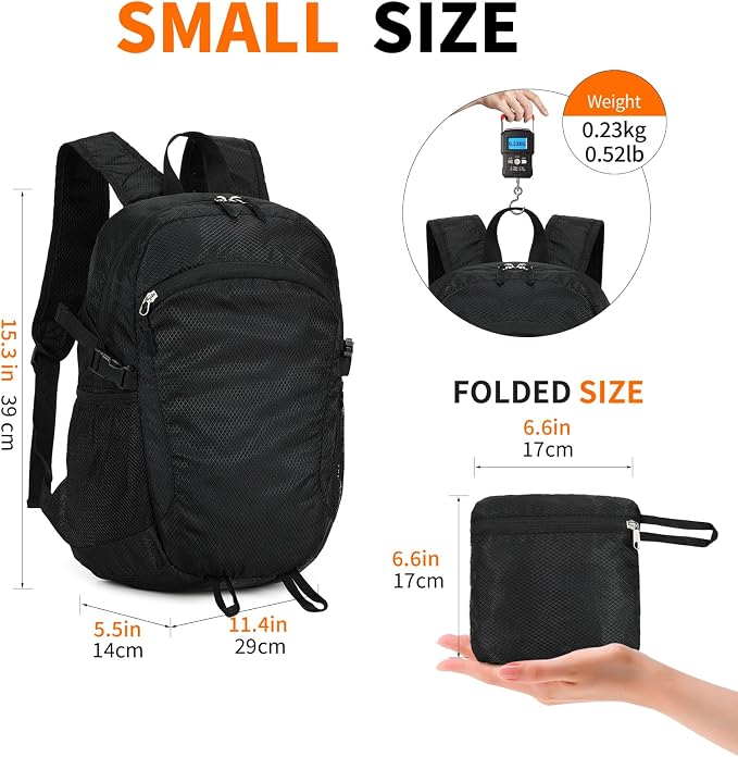 Small Hiking Daypack, 15L Water-Resistant Hiking Backpack Packable Lightweight - Image 3