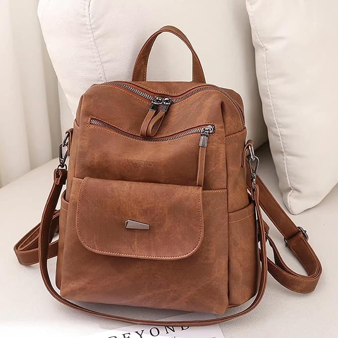 PU Leather Backpack Purse for Women Fashion Multipurpose Design Handbag Ladies - Image 5