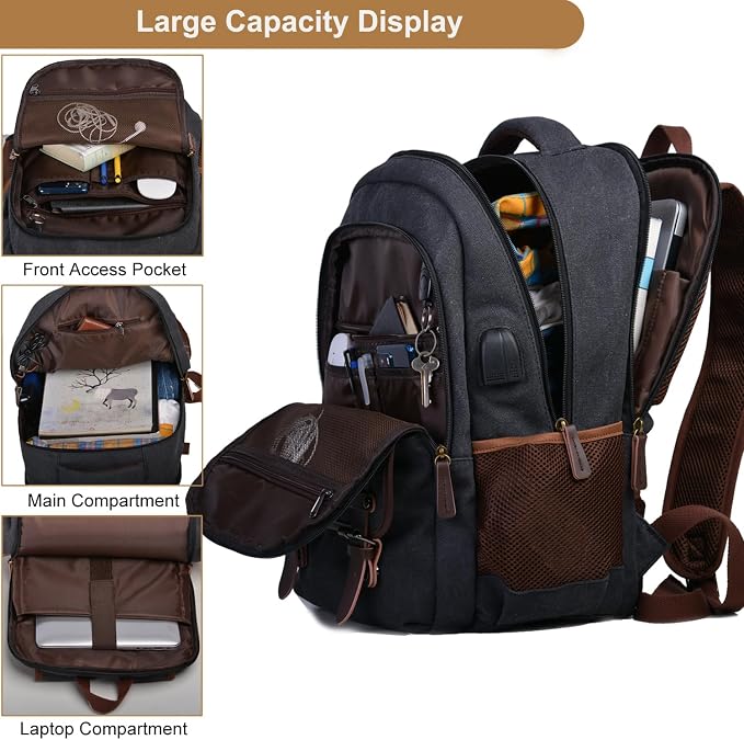 Mactso Canvas Travel Laptop Backpack - Image 3