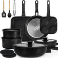 KIKCOIN 24 Pack Pots and Pans Set Non Stick, Detachable Handle Cookware Set by Kikcoin