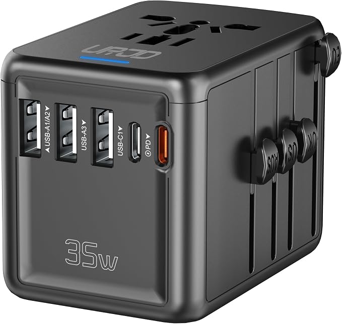 Universal Travel Adapter 35W PD Fast Charging Offers 3 USB-A Ports, 2 USB-C by URJD