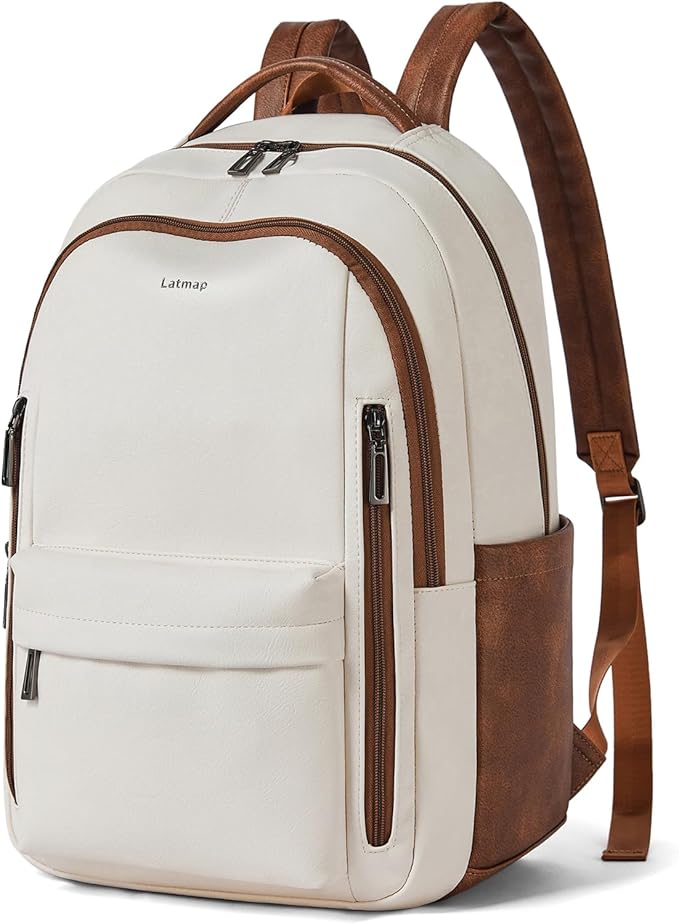 30L Business Laptop Backpack for Women Men, Travel Work Backpack Purse Faux by LATMAP