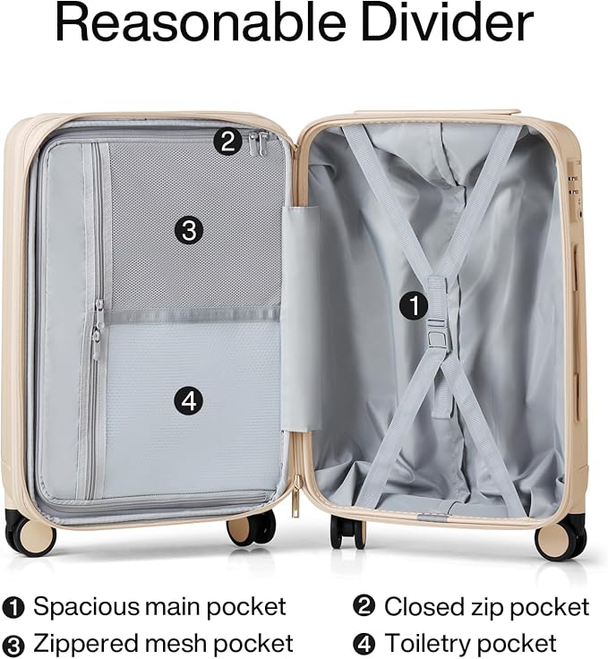 Hanke Expandable Hardshell Luggage Sets 3 piece Carry on Luggage - Image 7