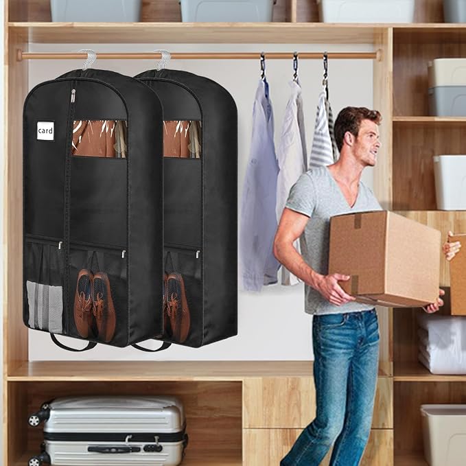 43" Heavy Duty Garment Bags for Travel 6.5" Gusseted Suit Bags for Closet - Image 2