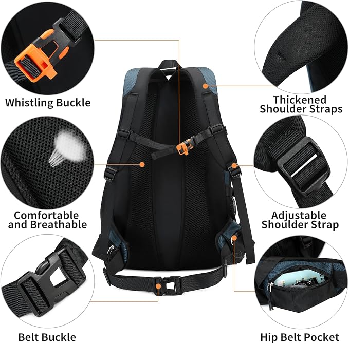 BOVIP 40L Hiking Backpack Waterproof Lightweight Daypack Travel Sports Camping - Image 5