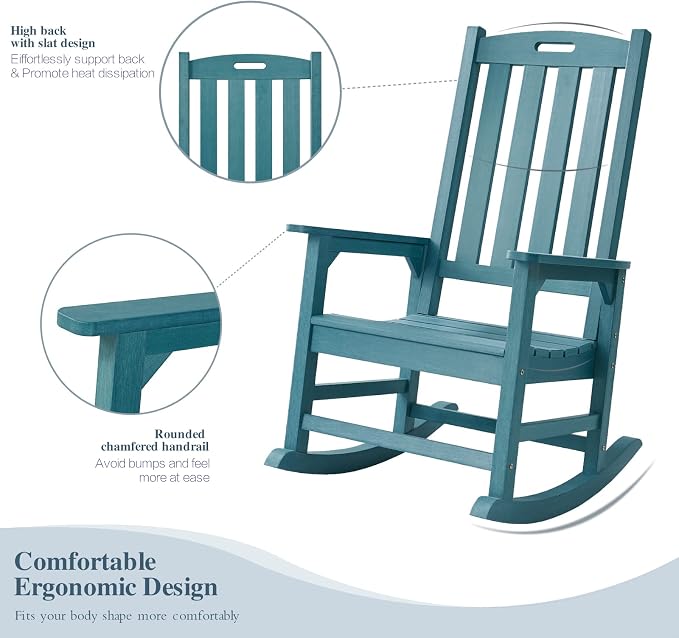 Psilvam Oversized Outdoor Rocking Chair, - Image 5
