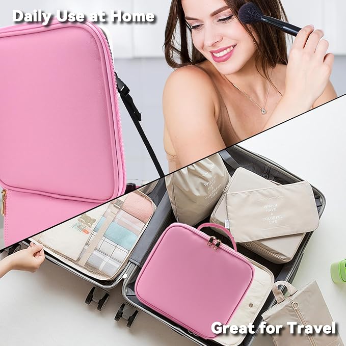 Travel Makeup Bag with LED Mirror and 10x magnifying glass with 3 Lighted - Image 6