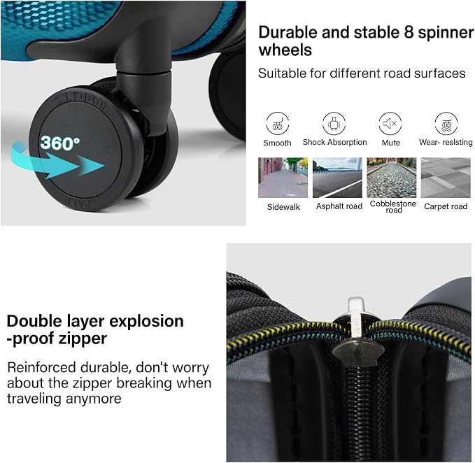 Hanke Expandable Hardshell Luggage Sets 3 piece Carry On Luggage - Image 5