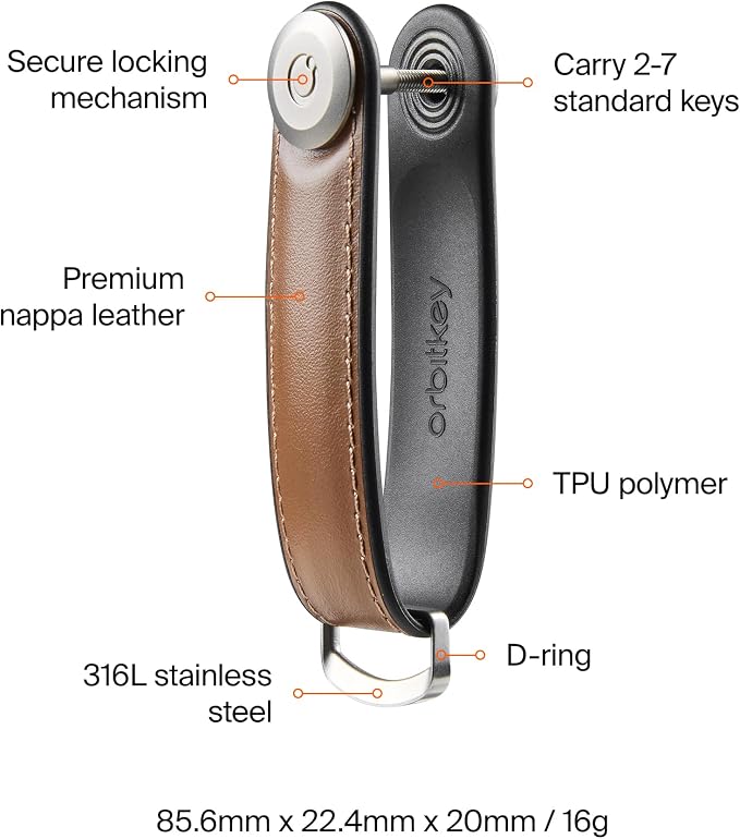Orbitkey Key Organizer Hybrid Leather | Premium Nappa leather & TPU, Stainless - Image 5