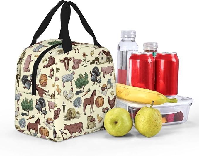 Farm Animal Lunch Bag Farm Lunch Box Insulated Reusable Lunch Tote Bag Cooler - Image 4