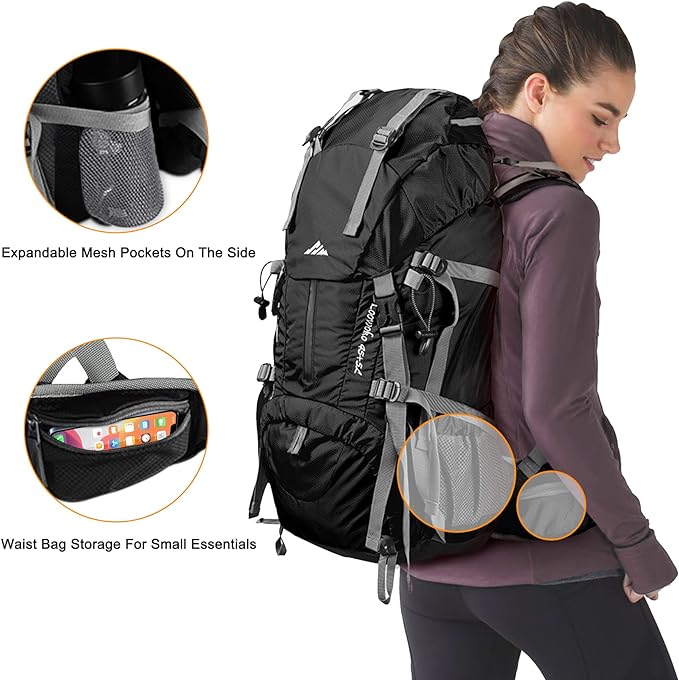 Loowoko 50L Hiking Backpack, Waterproof Camping Essentials Bag - Image 5