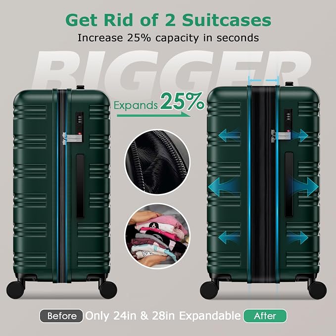 BEOW Luggage Sets 3 Piece For Men Women Expandable Hard Sided Suitcase Sets 3 - Image 3