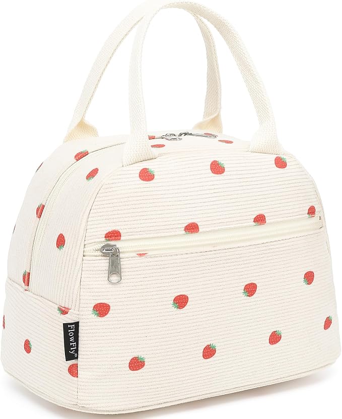 FlowFly Insulated Lunch Bag for Women – Corduroy Lunch Tote Box, Cute Cooler by FlowFly