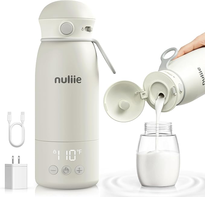 Nuliie Portable Milk Warmer for Travel, Double Leak‑Proof, Heating Milk & Water by nuliie