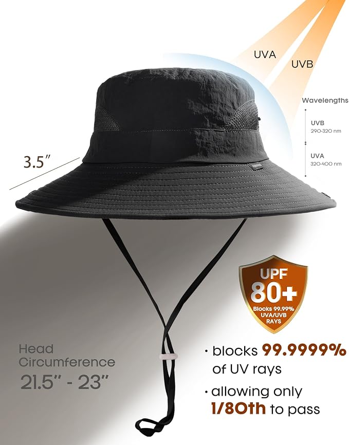 FURTALK Womens Sun Hat with Ponytail Hole Beach Hiking Summer Wide Brim UPF 80+ - Image 2